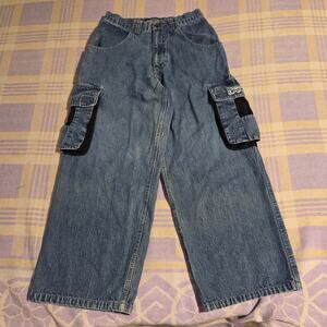 Vtg Lee Pipes Jeans Boys Medium Blue Denim Baggy Wide Leg JNCO Style Y2K Kids